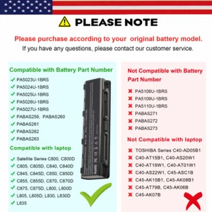PA5024U-1BRS Battery for Toshiba Satellite C805 C840 L800 L805 PABAS260 PABAS261 - Picture 1 of 11