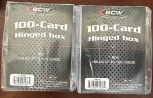 TWO (2) BCW 100-Card Hinged Boxes Plastic Case Holder For Trading Cards NEW - Picture 1 of 2