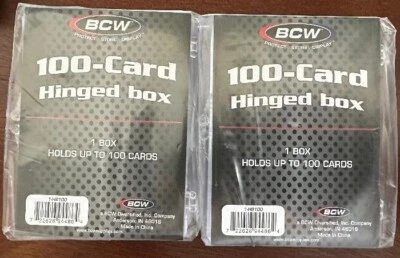 TWO (2) BCW 100-Card Hinged Boxes Plastic Case Holder For Trading Cards NEW - Image 1 of 2