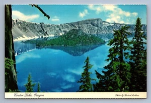Postcard Vintage Crater Lake Oregon Wizard Island Volcano Nature Mountain 4 x 6 - Picture 1 of 2