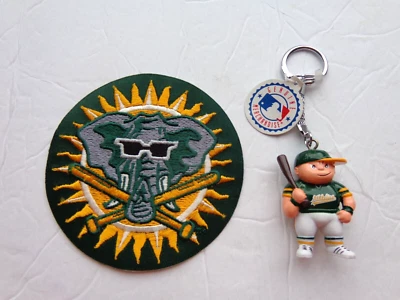 Vintage MLB Oakland Athletics LiL Sports Brat Key Chain & Patch  2 Pc. Lot - Image 1 of 2