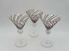 Festive Striped Festive Christmas Martini Glass Set of 3 7.5" Tall