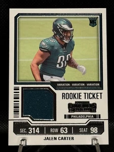 JALEN CARTER 2023 Contenders Variation Rookie Ticket Mem (RC) #TS14V Eagles - Picture 1 of 2