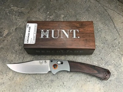 Cuchillo Plegable Benchmade HUNT Crooked River 15080-2 Mango de Madera Estabilizado  Foto 1 de 3