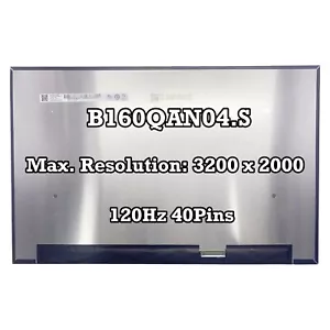 B160QAN04.S 16" 3200x2000 120Hz 40pins Pantalla LCD Panel Matriz Nuevo Repuesto - Imagen 1 de 2