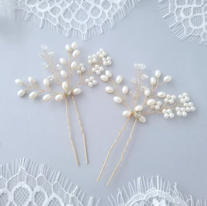 2 Stück Haarnadeln Braut Haarschmuck Hochzeit Brauthaarschmuck Haarspange gold - Bild 1 von 5
