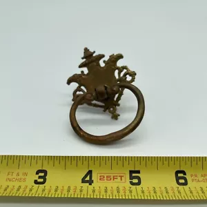 Antique Cast Brass Drop Drawer Pulls Single Hole- Furnature Restoration - Picture 1 of 5