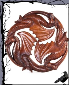 Holz Mittelalter Wandzierde - Drachen - Drei Drachen - Bild 1 von 1
