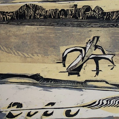Carl-Heinz Kliemann Winter am See signiert Farbholzschnitt auf Velin 1955 1/50 - Bild 1 von 4