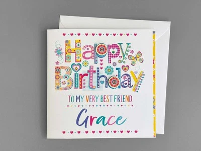Personalised Best Friend Birthday Card – Handmade, Colourful & Embellished - Image 1 of 4