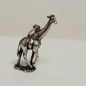 Giraffe Necklace Charm 3D Design 925 Sterling Silver Signed 1"  - Picture 1 of 12