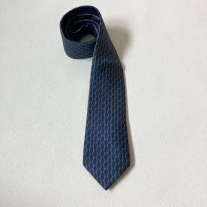 Hermes Tie Material 100% silk Made in France H Pattern Navy - Picture 1 of 9