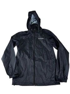 Columbia Black Hooded Long Sleeve Packable Rain Jacket Coat Men's Size Small - Picture 1 of 24