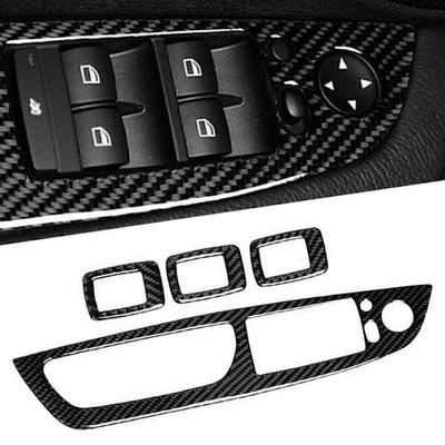 Carbon Fiber Door Window Button Frame Cover Trim Fit BMW X5 E70 X6 E71 2008-2013 - Image 1 of 4