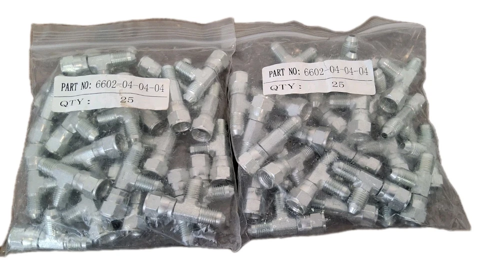 6602-04-04-04 1/4" FJIC SWIVEL TO 1/4" JIC TO 1/4" JIC TEE FITTINGS 50pcs - Image 1 of 4