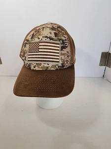 Ariat Mens Digital Camo American Flag Mesh Back Snapback Cap Hat - Picture 1 of 5