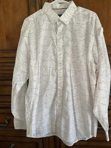 Bugatchi men’s shirt XXL white multicolored abstract classic fit long Sleeve - Picture 1 of 7