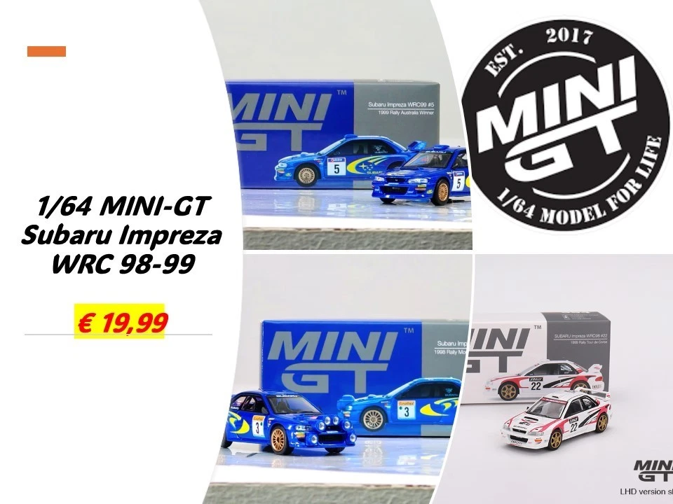 MINI-GT 1/64 Subaru impreza WRC98 Rally 1998-99 - Immagine 1 di 1