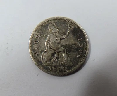 Great Britain early Victoria Sterling Groat 4 Pence 1838 High 2nd. 8 V. SCARCE - Image 1 of 2