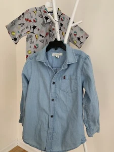 Lot of 2 boy cotton Shirts, size 5-6, short sleeve-new, long sleeve pre-owned - Picture 1 of 6