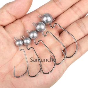 EWG Worm Hooks Round Jig Heads Fishing Hooks Weedless Offset Worm Hook 3.5g-14g - Picture 1 of 19