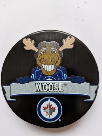 WINNIPEG JETS Official MASCOT Souvenir Hockey Puck  "MOOSE" Cover