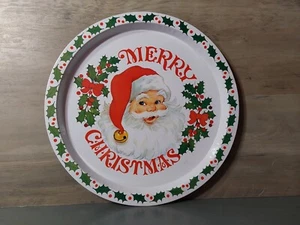 Bandeja redonda de metal de hojalata Feliz Navidad Papá Noel 12,75 - Imagen 1 de 3