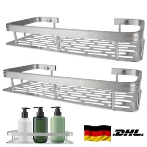 2X Duschablage Ohne Bohren Dauerhaft Aluminium Badregal Regal Badregal Silber - Bild 1 von 15