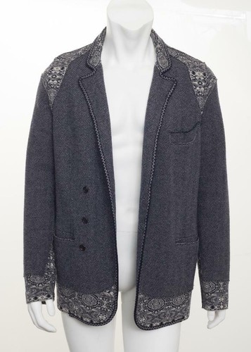 Maglione Alexander McQUEEN da uomo blu navy lana a spina di pesce lavorata a maglia manica lunga M