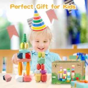 48 Balancing Wooden Blocks for Toddlers Stacking Stones STEM Learning Toys - Picture 1 of 6