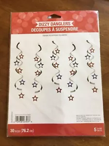 Deluxe Dizzy Danglers 5 Count 30" Long Patriotic Stars 4th July Memorial Day - Picture 1 of 2