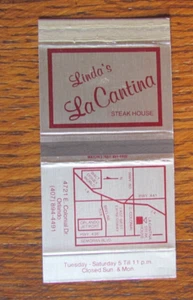 LINDA'S LA CANTINA MATCHBOX COVER: ORLANDO, FLORIDA EMPTY MATCHCOVER -A15 - Picture 1 of 2
