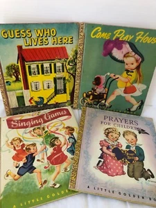 A Little Golden Book Singing Games Guess Who Lives Here Come Play House x 4 Book - Picture 1 of 18