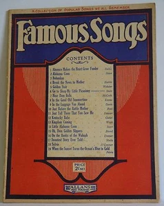vintage sheet music Famous Songs Allans 1940's book Australian - Picture 1 of 4