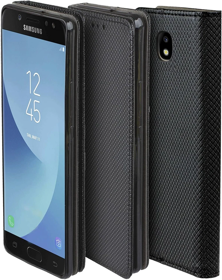 CUSTODIA LIBRO PER SAMSUNG GALAXY J3 2017 - COVER SMART MAGNET CASE NERO - Immagine 1 di 4