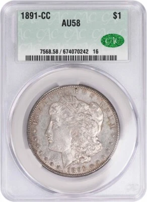 1891-CC Morgan Silver Dollar AU58 CACG - Image 1 of 4
