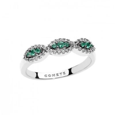Anillo Mujer Comete Joyas Anb 1780 Diamantes Y Esmeraldas En Caja Gratis - Imagen 1 de 3