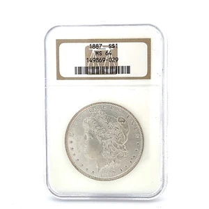 1887 $1 Morgan Silver Dollar NGC MS64 - See 360° Video in Listing! - Picture 1 of 5