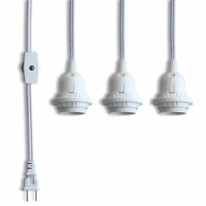 Cable de lámpara colgante blanca de triple zócalo para linternas, interruptor, E26, 19 pies - Imagen 1 de 8