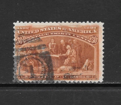 U.S. SCOTT 239 USED FINE - 1893 30c ORG BROWN ISSUE - COLUMBUS AT RABIDA - Image 1 of 2