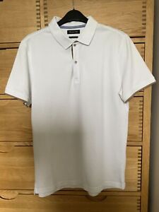 MASSIMO DUTTI MENS FRED PERRY STYLE TOP WHITE/BROWN TRIM SIZE L NEW NO TAGS