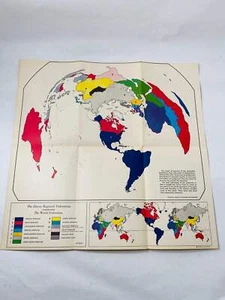 1943 ORIGINAL Historic Map of the 11 Regional Federation comprising the World Fe - Foto 1 di 6