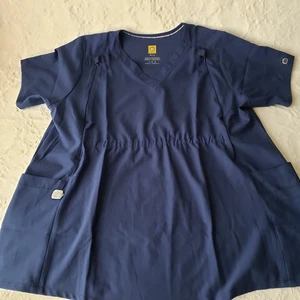 Wonder Wink W123 Womens Scrub Maternity Top Modern Fit V Neck Blue Large - Picture 1 of 7