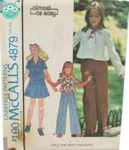 Vintage 70er Boho McCalls 4879 Mädchen 12 Hängerchen Top Rock weites Bein Hose Muster ungeschnitten - Bild 1 von 2