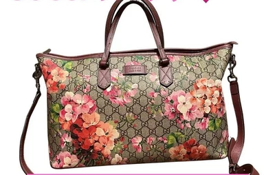 Bolso de Mano GUCCI Para Mujer Estampado Floral con Correa Desmontable Lona Cuero Marrón Foto 1 de 4