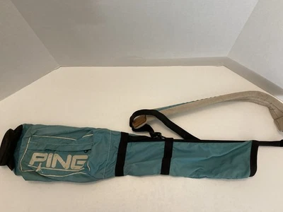 "Bolsa de golf vintage con lápiz PING Sunday correa única verde azulado azul 33"" de longitud" Foto 1 de 4