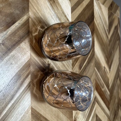 Juego de 2 copas de vino de mercurio oro rosa sin tallo California Destry Foto 1 de 4