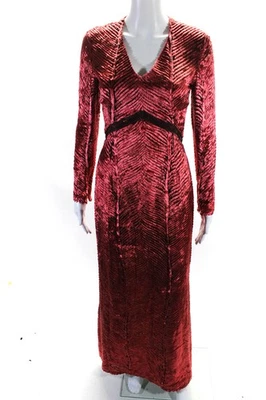 Vestido para mujer J. Mendel manga larga cuello en V chevron flecos naranja negro talla 6 Foto 1 de 4