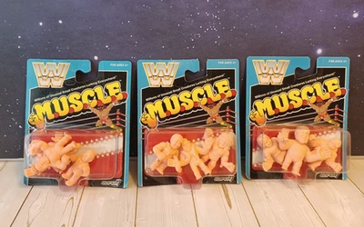 2017 Super7 M.U.S.C.L.E. WWE Legends Figure 3 Pack Lot Andre Warrior Macho Piper - Image 1 of 4