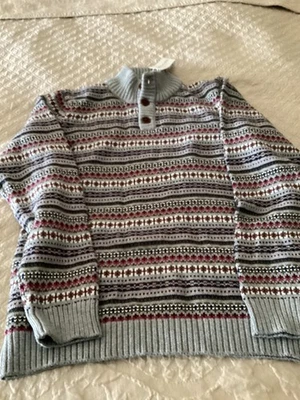 janie and jack new with tags boys size 14 gray fair isle high neck sweater - Image 1 of 4